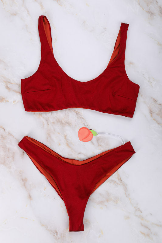 Bikini double face rosso: costume da bagno double face mishmish